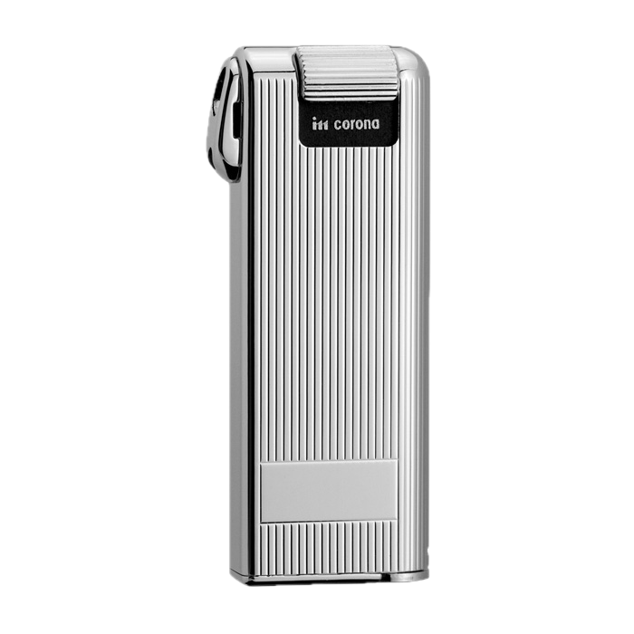 Corona Pipe Master Lighter - Chrome Stripes w/Initial Panel - Click Image to Close